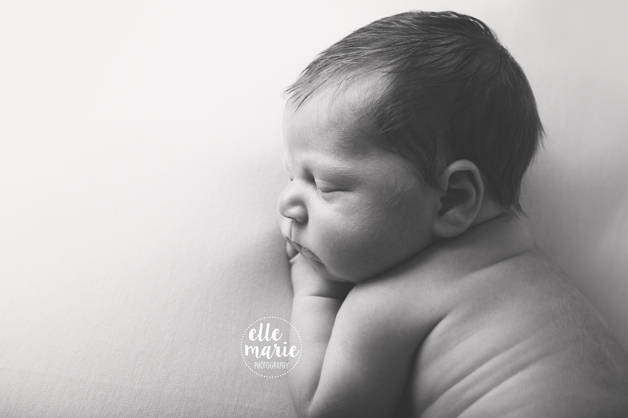 newborn in black and white