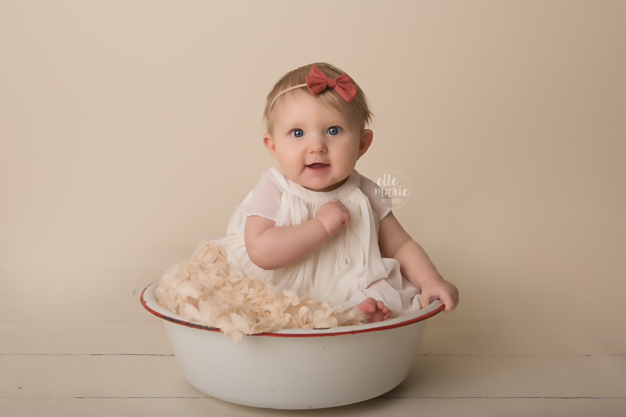 Baby in vintage wash basin 