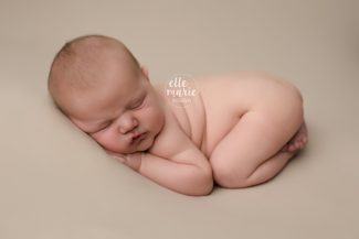 Newborn baby boy in bum up pose