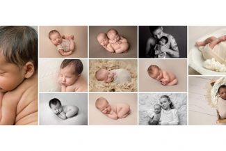 12 images for portfolio review of posed newborn babies