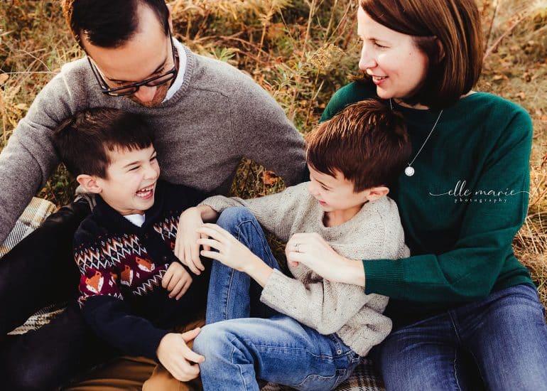 whitby family tickling each other